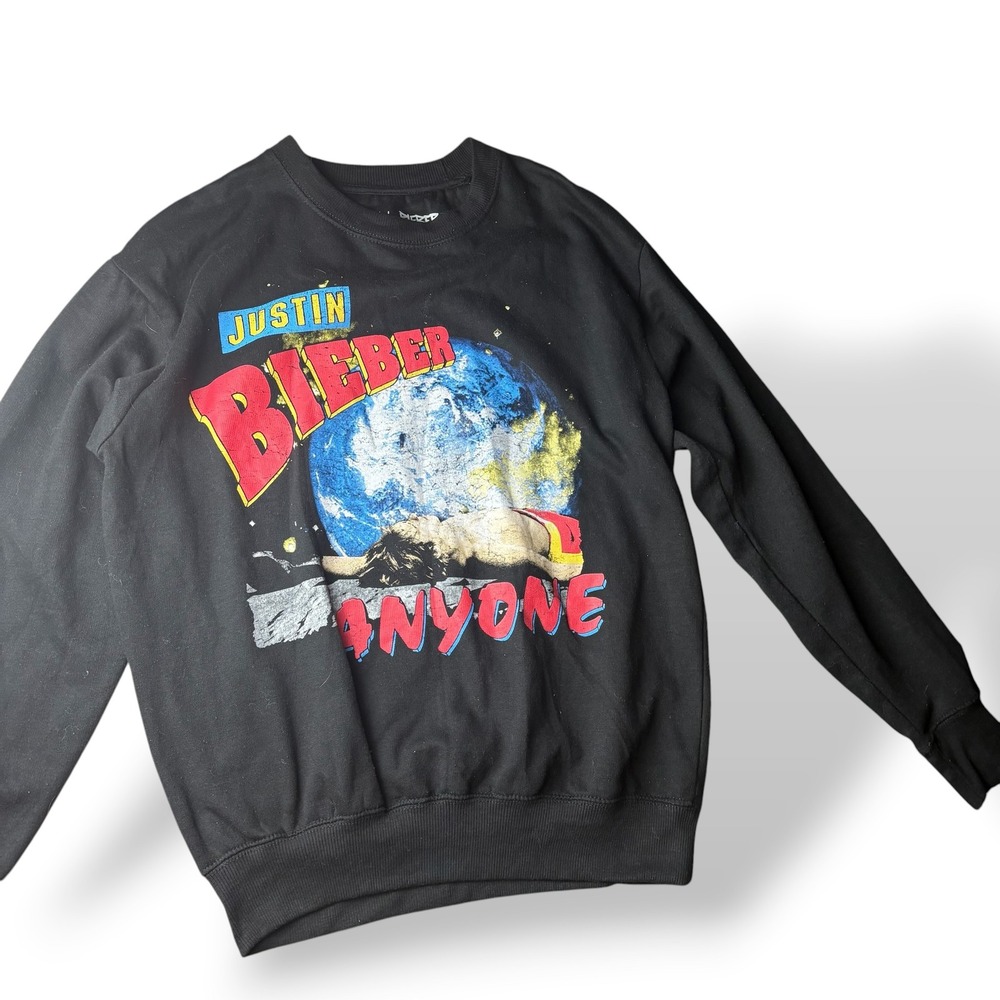 Justin Bieber Anyone Graphic Sweatshirt Black Crewneck Small Official Merch